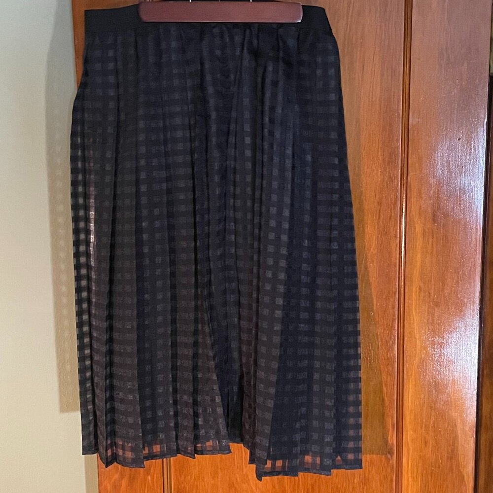 Elle black pleated skirt with sheer overlay